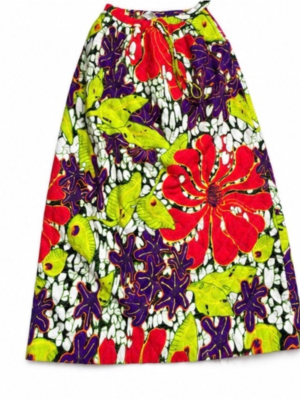 Floral Print Maxi Skirt - Red, Purple & Lime